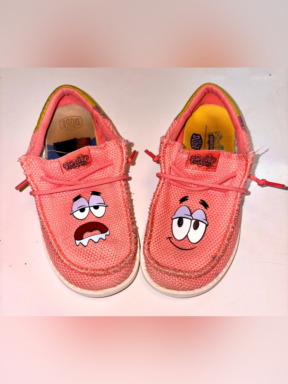 Hey Dude Kids Coral Pink Patrick Star Slip-On Sneakers
